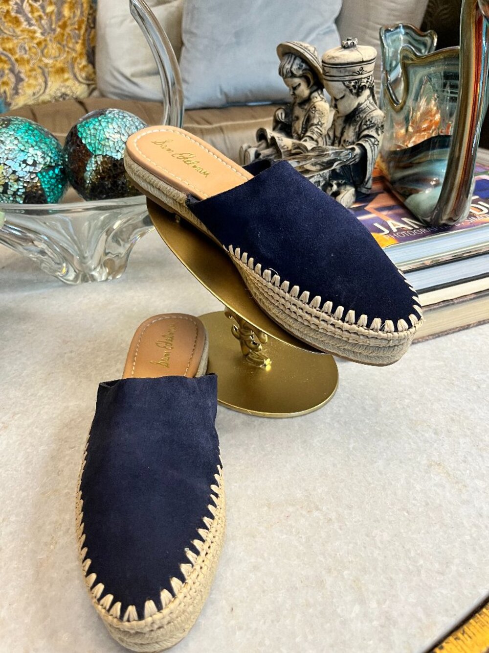 Sam Edelman Austin blue Suede Espadrille Mules